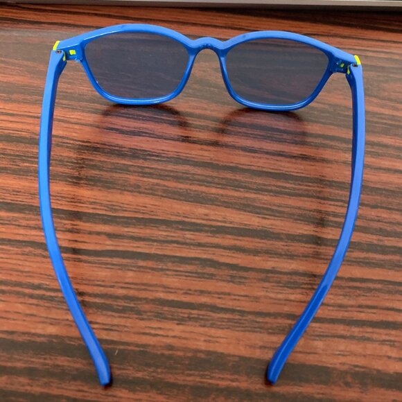 Kids' Blue Anti-Glare Eyeglasses – Durable Frame with Yellow Accents